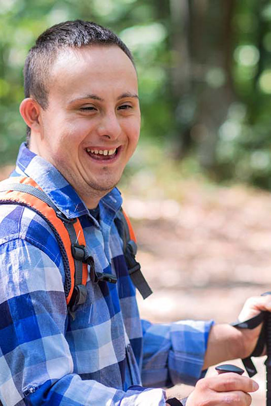 Man with Downs Syndrome Hiking in the Adirondacks