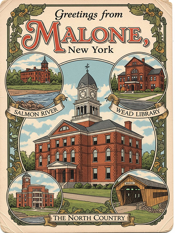Malone New York Vintage Drawing